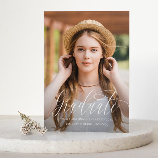 Joli Script Blush Photo Graduation Faire-part (Créateur téléchargé)