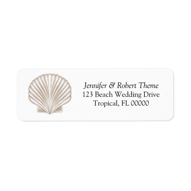 Joli Shell Beach Wedding Invitation Étiquette de m (Devant)