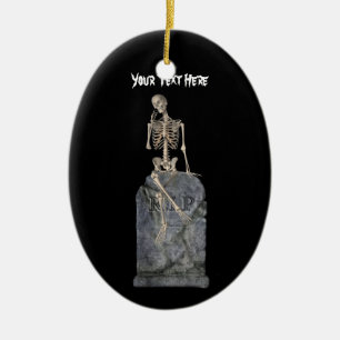 Joli Skeleton Tombstone Halloween Ornement
