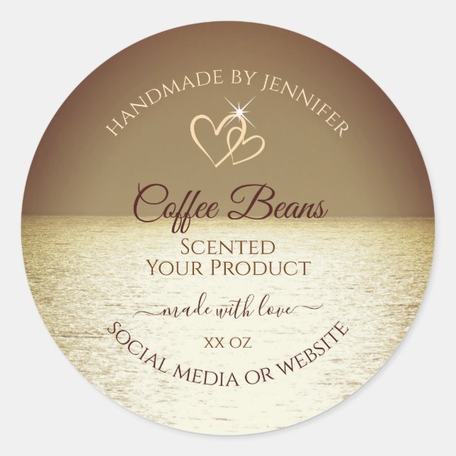 Joli soleil sur l'océan Design Étiquettes de produ (Devant)