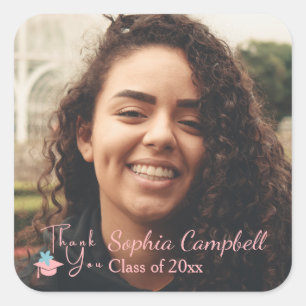 Joli Sticker Carré de Graduation Rose