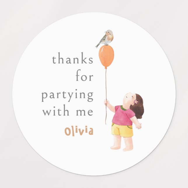 Joli Sticker Merci Fille d'anniversaire (Design 2)