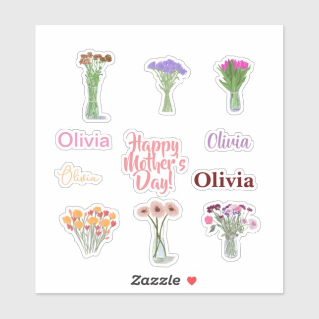 Joli stickers Fête des Mères Florales +Personnalit (Feuille)