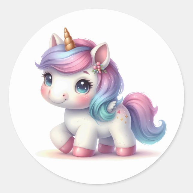 Joli Stickers Unicorne Aquarelle (Devant)