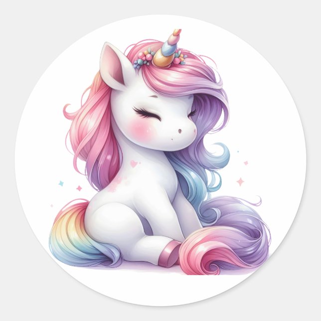 Joli Stickers Unicorne Aquarelle (Devant)