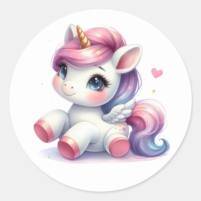 Joli Stickers Unicorne Aquarelle (Devant)