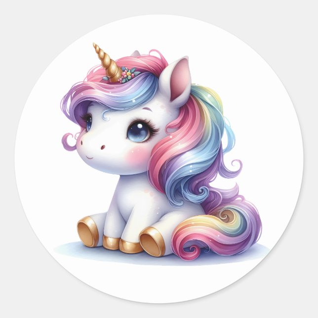 Joli Stickers Unicorne Aquarelle (Devant)