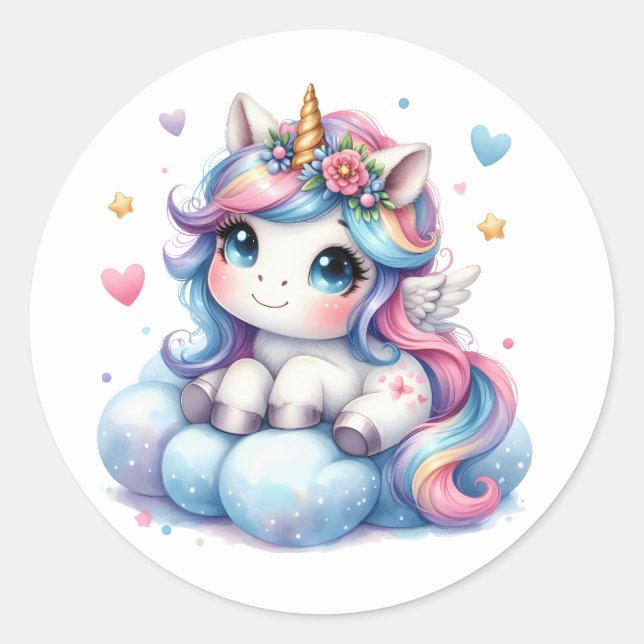 Joli Stickers Unicorne Aquarelle (Devant)