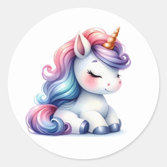 Joli Stickers Unicorne Aquarelle (Devant)