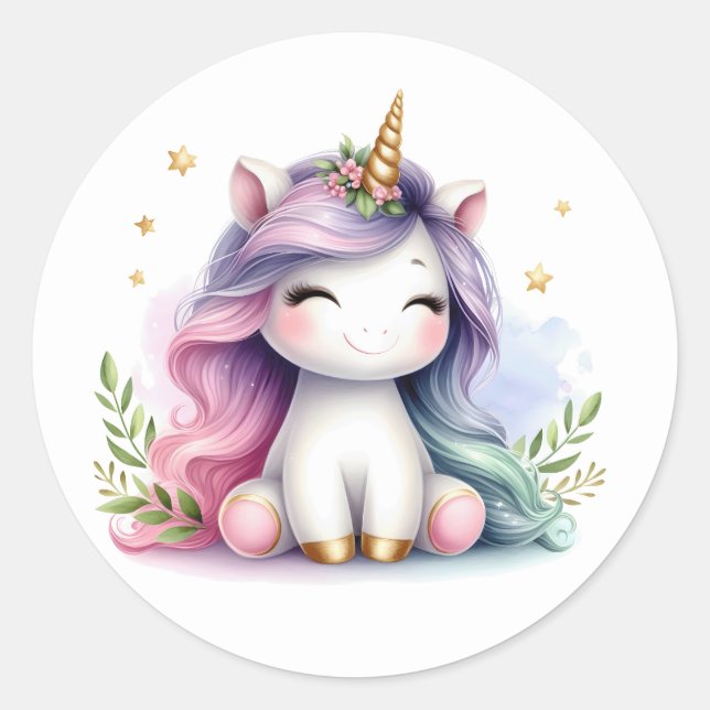 Joli Stickers Unicorne Aquarelle (Devant)