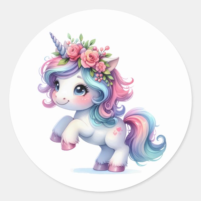 Joli Stickers Unicorne Aquarelle (Devant)
