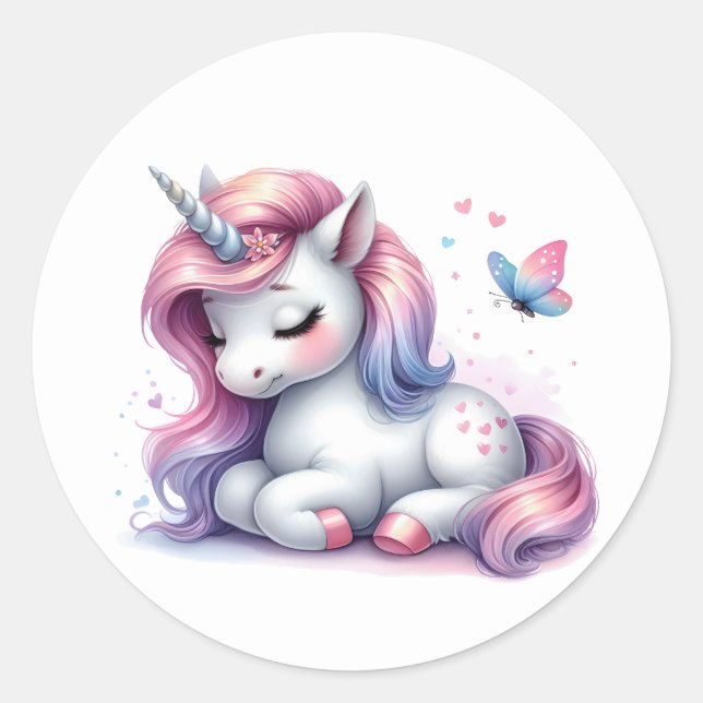 Joli Stickers Unicorne Aquarelle (Devant)