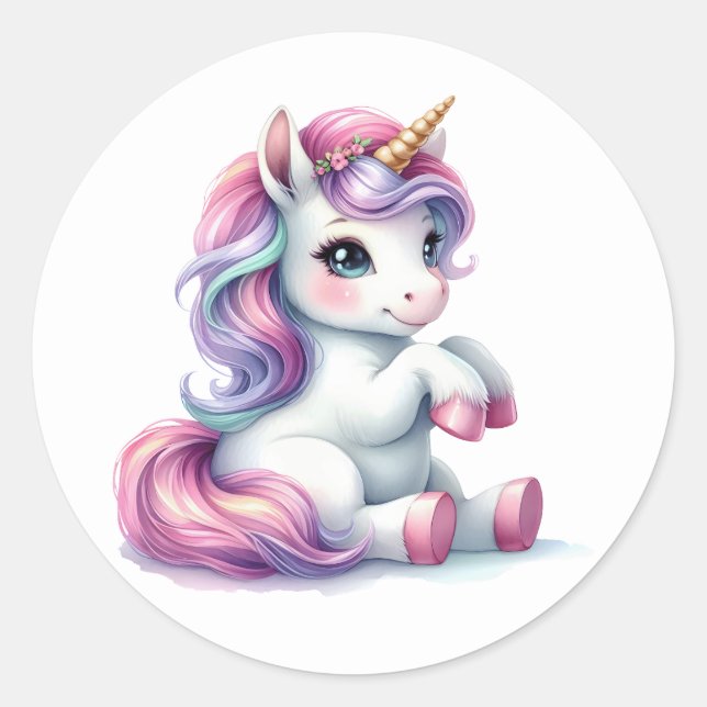 Joli Stickers Unicorne Aquarelle (Devant)