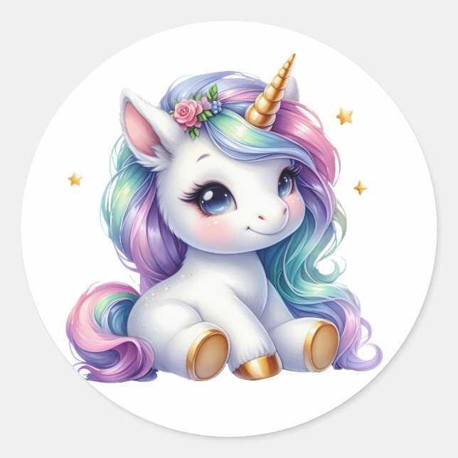 Joli Stickers Unicorne Aquarelle (Devant)