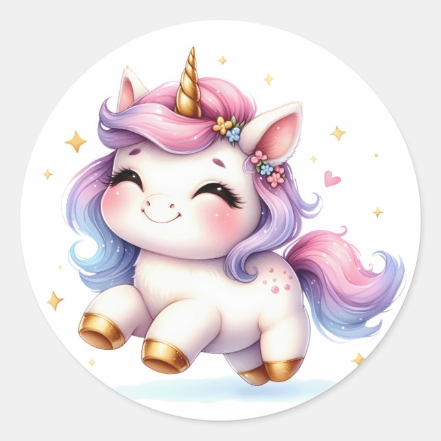 Joli Stickers Unicorne Aquarelle (Devant)
