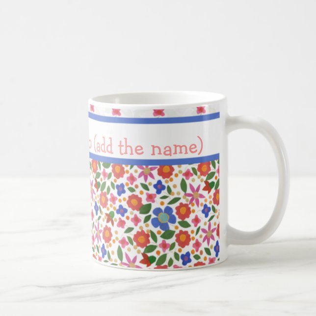 Joli style d'art populaire Floral sur Mug de café  (Droite)