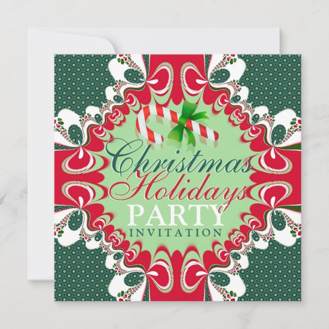 Joli Sucre de canne Red Christmas Party Invitation (Devant)