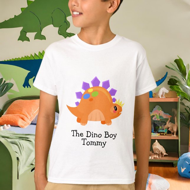 Joli T-Shirt Basique Pour Enfants Dino Boy Orange (Créateur téléchargé)