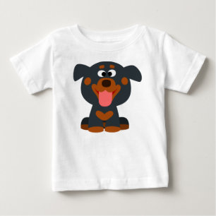 Joli T-shirt bébé en caricature Rottweiler bébé