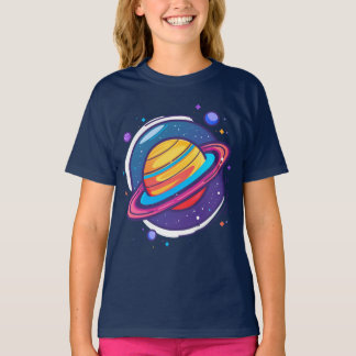 Joli T-Shirt Bébé Planète Saturne – Espace Coloré