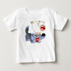 Joli T-shirt caricature mouton et Wolf Baby