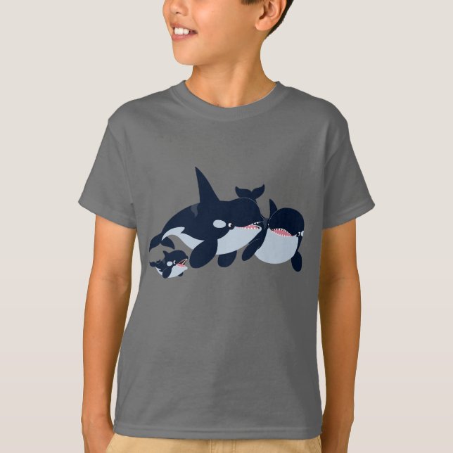 Joli T-shirt Cartoon Orca Famille Enfants (Devant)