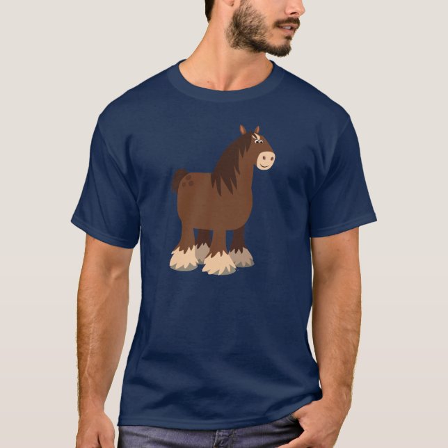 Joli T-shirt Cheval Shire Cartoon Tranquille (Devant)