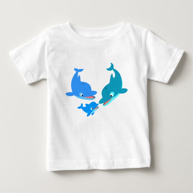 Joli T-Shirt Dauphin Famille de Dauphins (Devant)