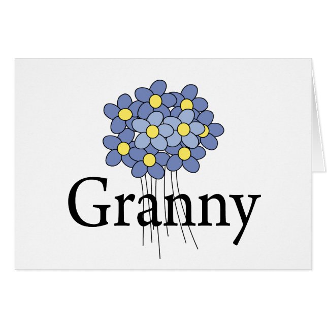 Joli T-shirt de mamie aux fleurs bleues (Devant horizontal)