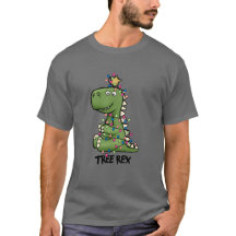 Joli T-shirt de Noël Rex Dino Arbre Vert