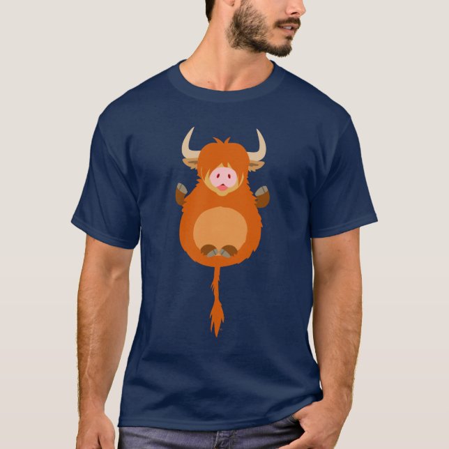 Joli T-Shirt de vache Highland Méditant (Devant)