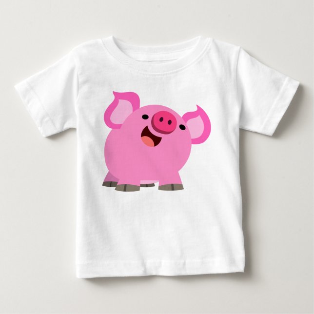 Joli T-Shirt en caricature pour bébé cochon de rir (Devant)