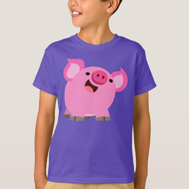 Joli T-shirt Enfants Cochon De Cartoon Rire (Devant)