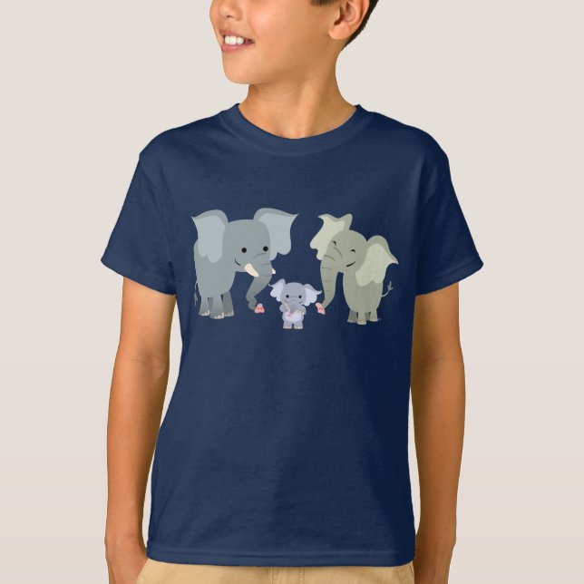 Joli T-shirt famille éléphant de dessin (Devant)
