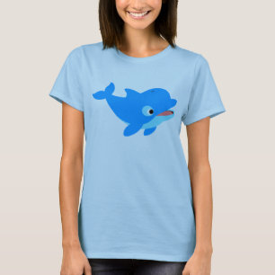 Joli T-shirt Femme Dauphin Cartoon Curieux