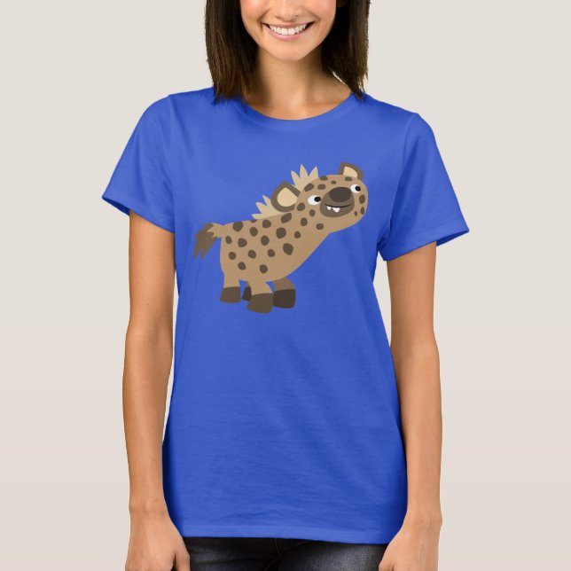 Joli T-shirt Femme Hyena Cartoon Curieux (Devant)