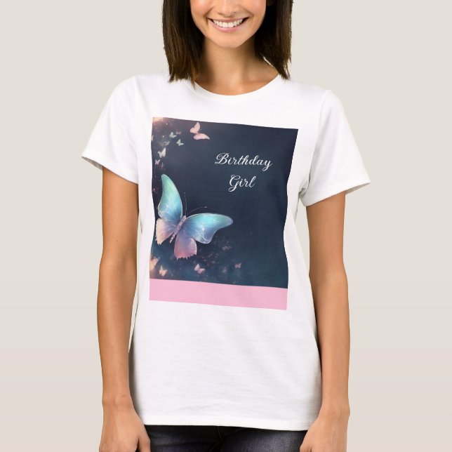 Joli T-shirt femme papillon chatoyant (Devant)