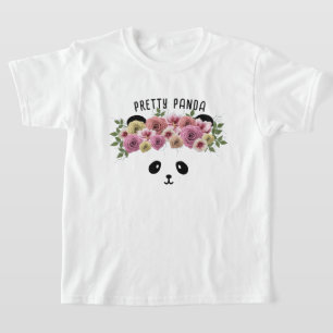 Joli T-Shirt Fille Ours Panda Floral Enfants Migno