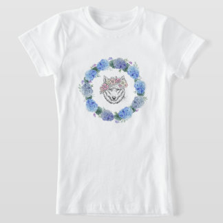 Joli T-shirt Floral Blue Hydrangea Wolf