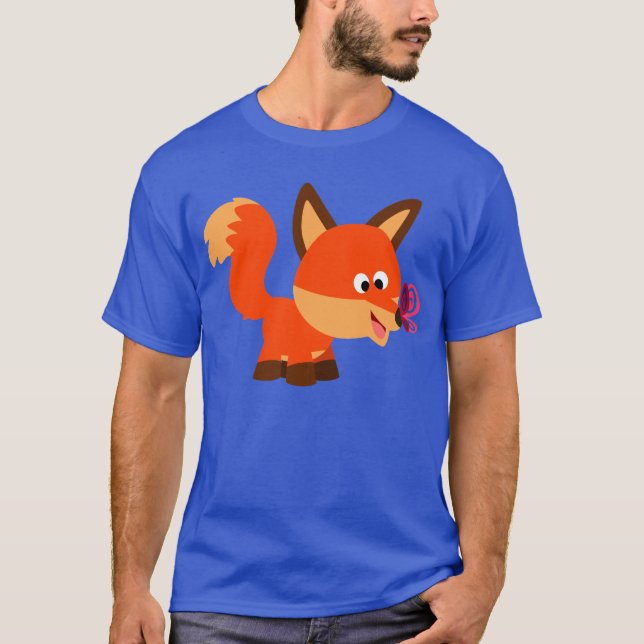 Joli T-shirt Fox Cartoon Et Papillon (Devant)