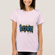 Joli T-Shirt Graffiti LOVE Rose