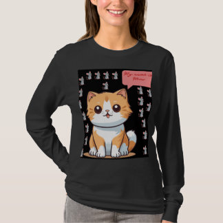 Joli T-shirt graphique avec un chat de dessin anim