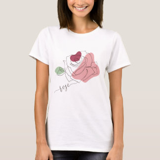 Joli T-shirt minimaliste ligne Rose