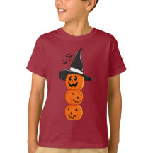 Joli T-Shirt pour Enfants Sorcière aux Citrouilles