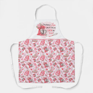 Joli tablier de cuisine rose 'Lèche le bol' pour l