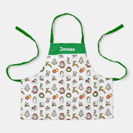 Joli tablier de Noël, Doodles verts de Noël