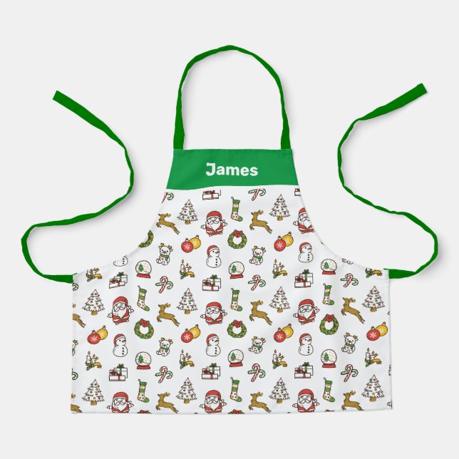 Joli tablier de Noël, Doodles verts de Noël (Recto)