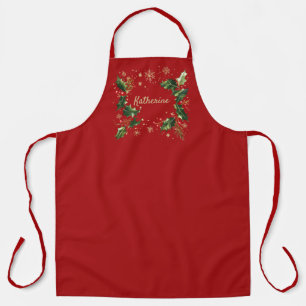 Joli tablier de Noël personnalisé Holly & flocons 
