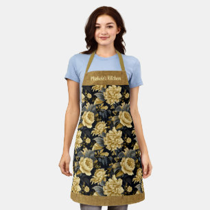 Joli tablier floral d'or personnalisé