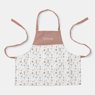 Joli tablier personnalisé à motif floral botanique